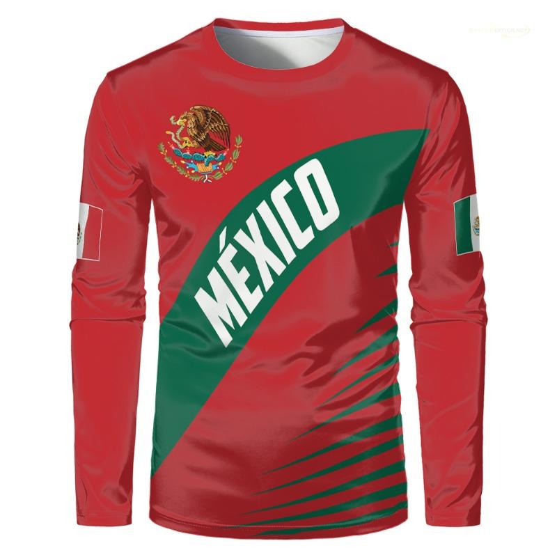 2024 Mexico Flag Print Men T-shirt Mexican Graphics Woman Long Sleeved T Shirt Casual Fashion Harajuku Sport Kids Street Clothes
