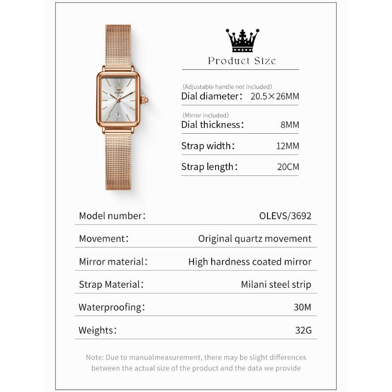 OLEVS Watch Women New Watch Casual Fashion Quartz Wristwatch Waterproof Luminous Date Square Watch Ladies Gifts