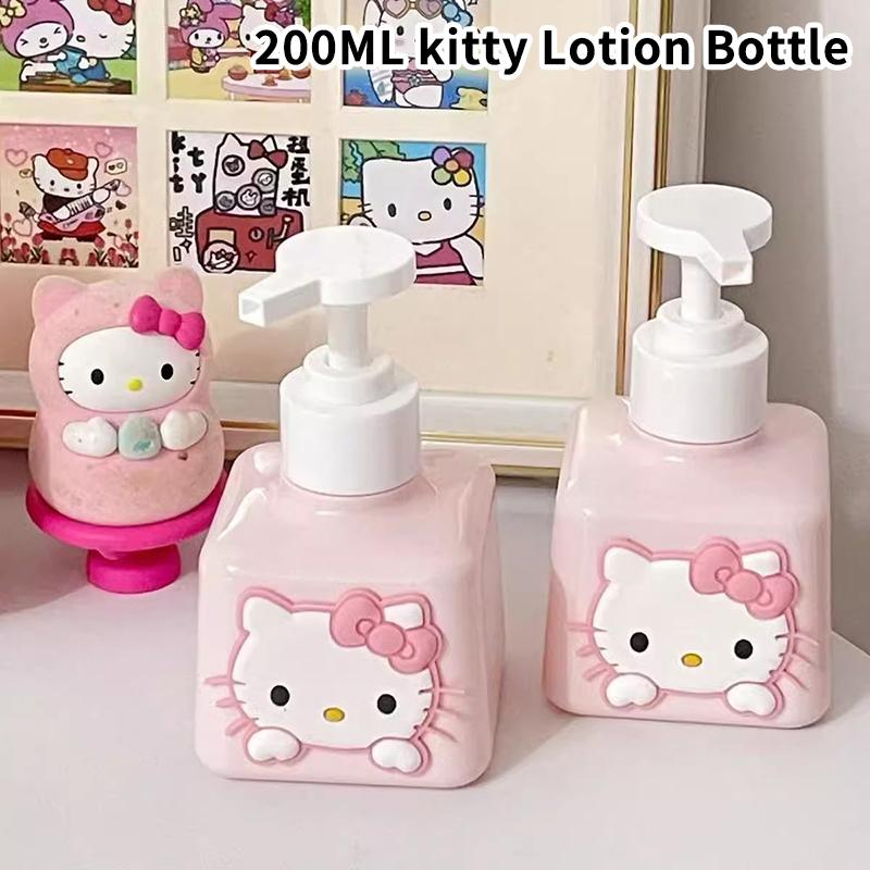 Sanrio Cute Empty Bottle Anime Hello Kitty Large Capacity Bottle Refillable Lotion Hand Soap Bottle Shampoo Shower Gel Bottle