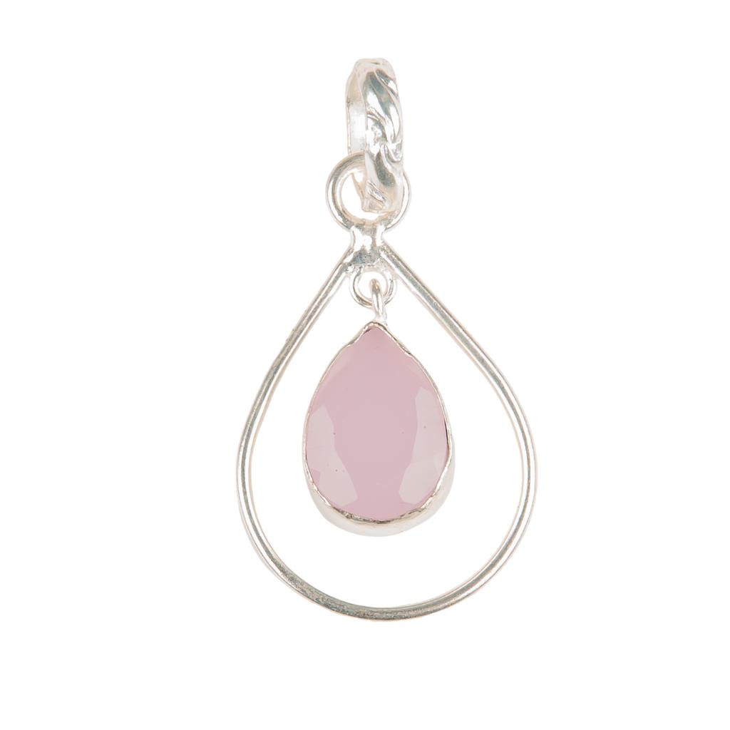 Rose Chalcedony Gemstone 925 Sterling Silver Jewelry Handmade Pendant 1.60" PP-3-15