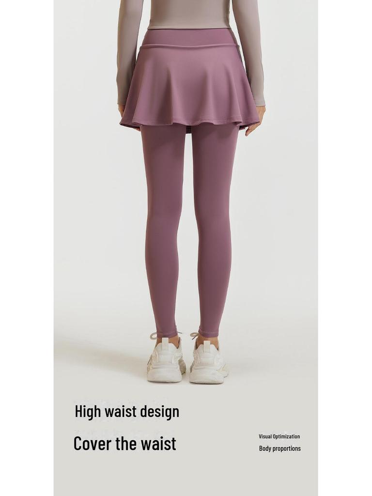 Juyitang High-Waist Two-Piece Yoga Skirt Leggings - Slimming, Anti-Exposure Fitness Wear for Women