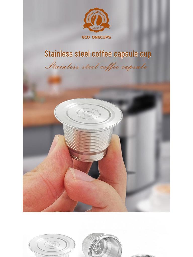 Reusable Italian Stainless Steel Coffee Capsule with Lid and Single-Hole Filter