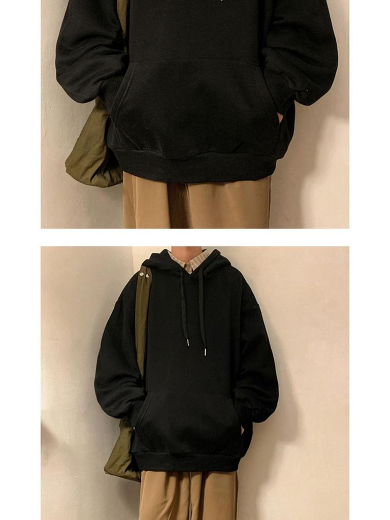 Trendiger Oversize-Hoodie für Herren: 300 g schwere chinesische Baumwolle, einfarbig, Westküsten-Stil, Unisex.