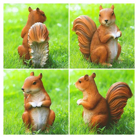 Realistische Eichhörnchen-Figur 20 cm Harz Waldtier-Statue für Innen Außen Garten Hof Terrasse Haus Tischdekoration