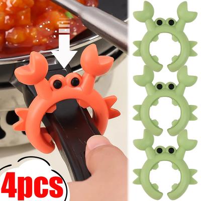 4/1Pc Multi-function Spatula Holder Small Crab Silicone Spatula Rack Anti Scalding Overflow Pot Clip Spoon Holder Kitchen Gadget
