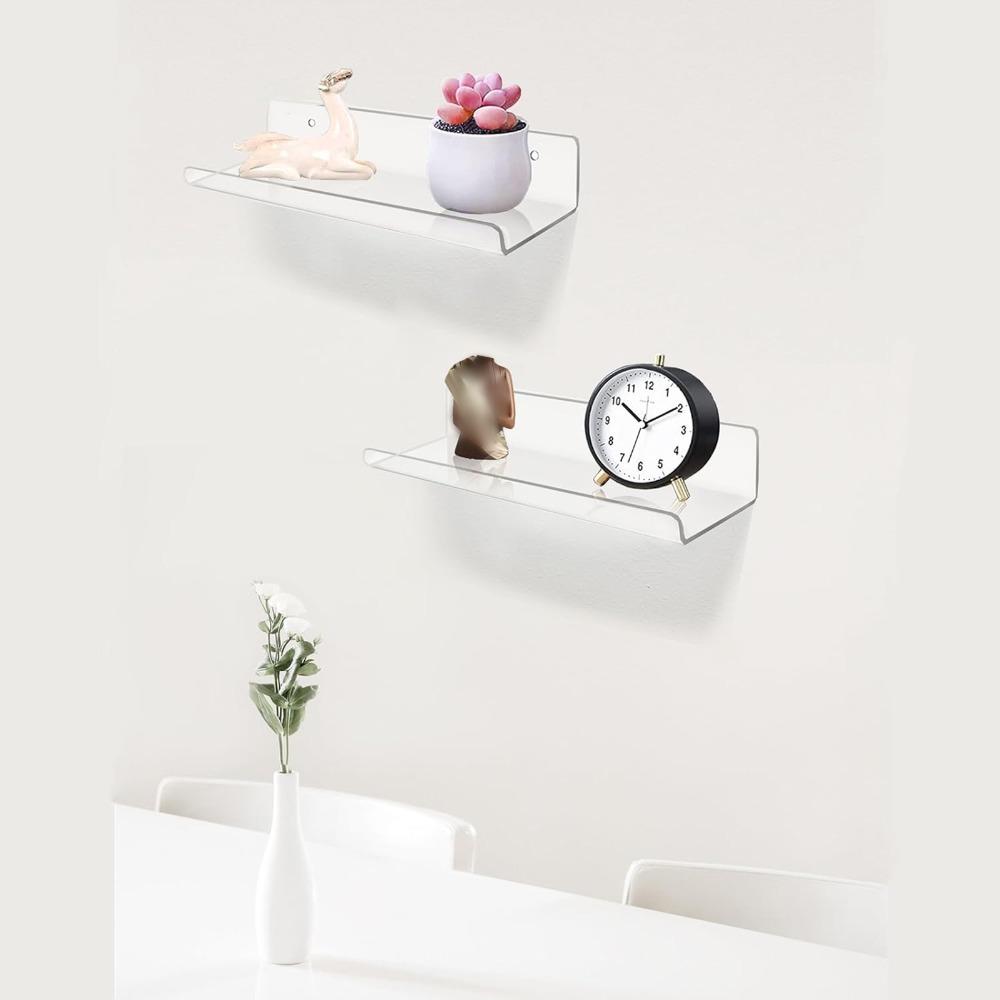 2pcs 12 Inch Acrylic Display Shelf Vertical Design Floating Shelf Garden Window