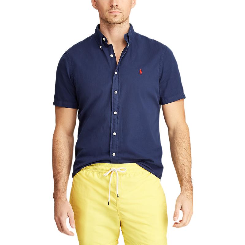 Polo Ralph Lauren FW22 Logo Print Straight Shirt Men Shirts Blue MNPOWOV1N810114-B82