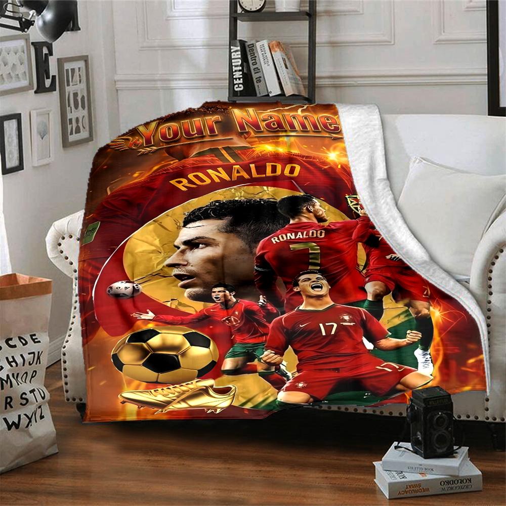 1pc Number 7 Soccer Blanket with Custom Name, Gift, for Men and Women, Soft Blanket, Good for Sofa Bed Couch Travel, Lightweight Flannel Blanket