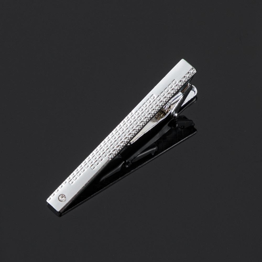 Electroplated Silver Sandblasted Point Diamond Iron Tie Clip, Men'S Business Casual Dress Collar Clip.