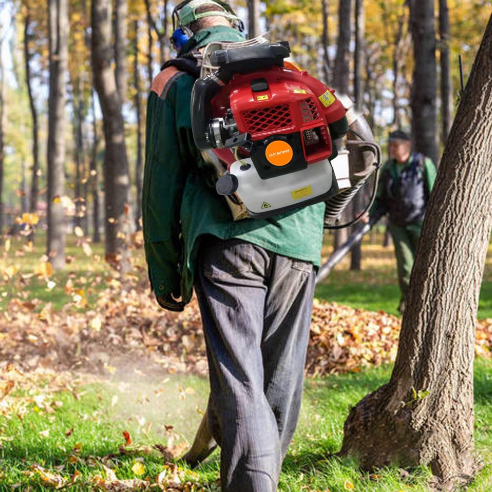 80CC Gas Powered Backpack Snow Blower 2-Stroke Engine 900CFM Air Volume 2.3L Tank Leaf Blowers Garden Power Tools for Yard