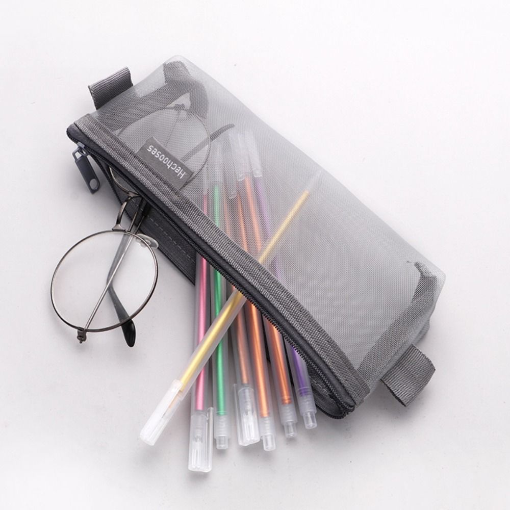 Candy Color Transparent Pencile Bag Simple Mini Mesh Storage Bag Clear Mesh Makeup Bag Outdoor