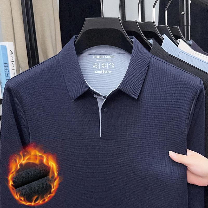 Men's Long Sleeve T-Shirt Middle-Aged & Young Casual Lapel Collar
