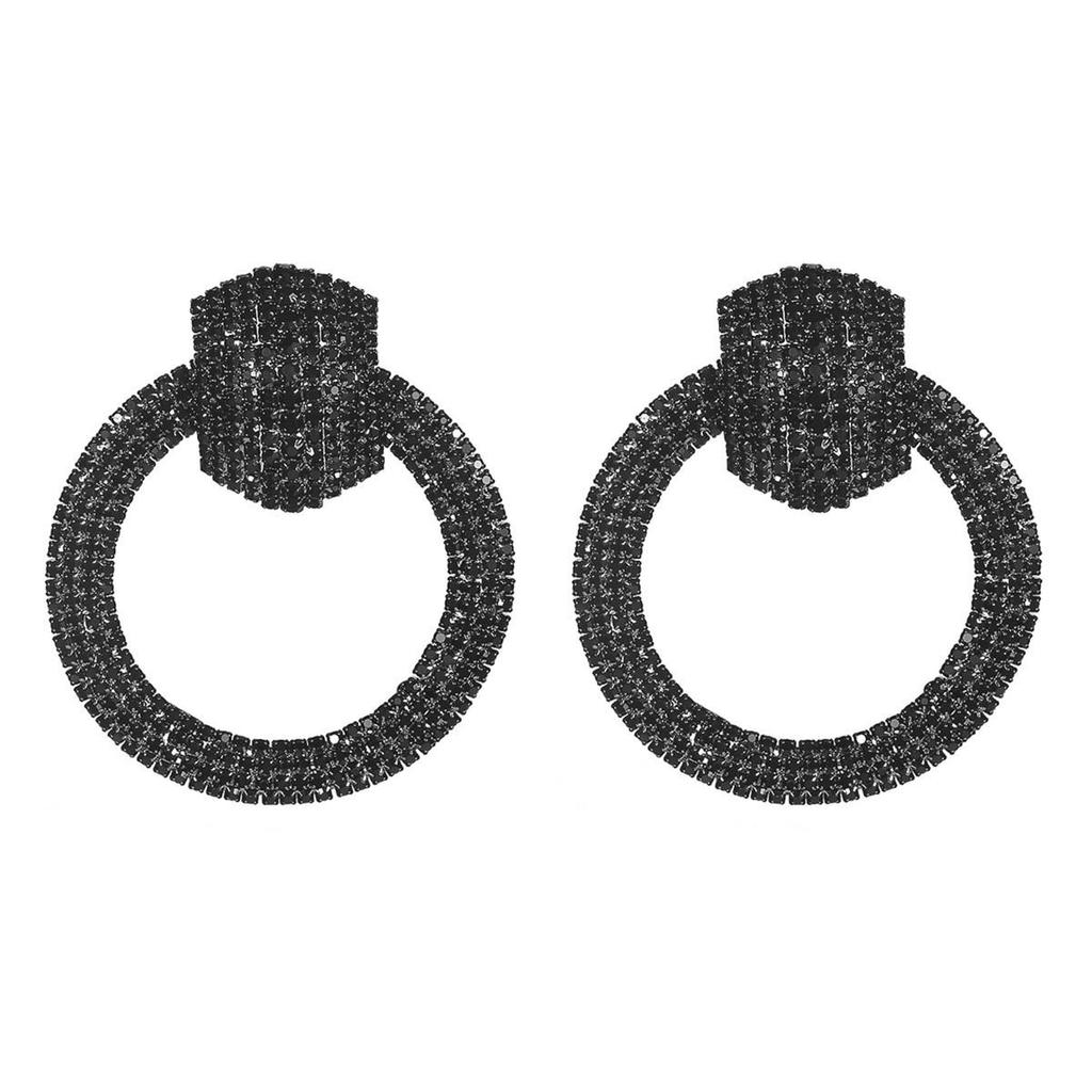 Czarne, nieblaknące, okrągłe kolczyki do elektroforezy dla kobiet o odważnej osobowości i dużych kółkach