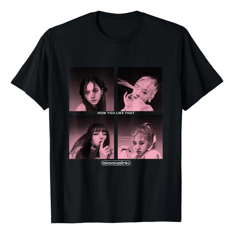 Camiseta Negra De Manga Corta Oficial De Blackpink Con La Fo S