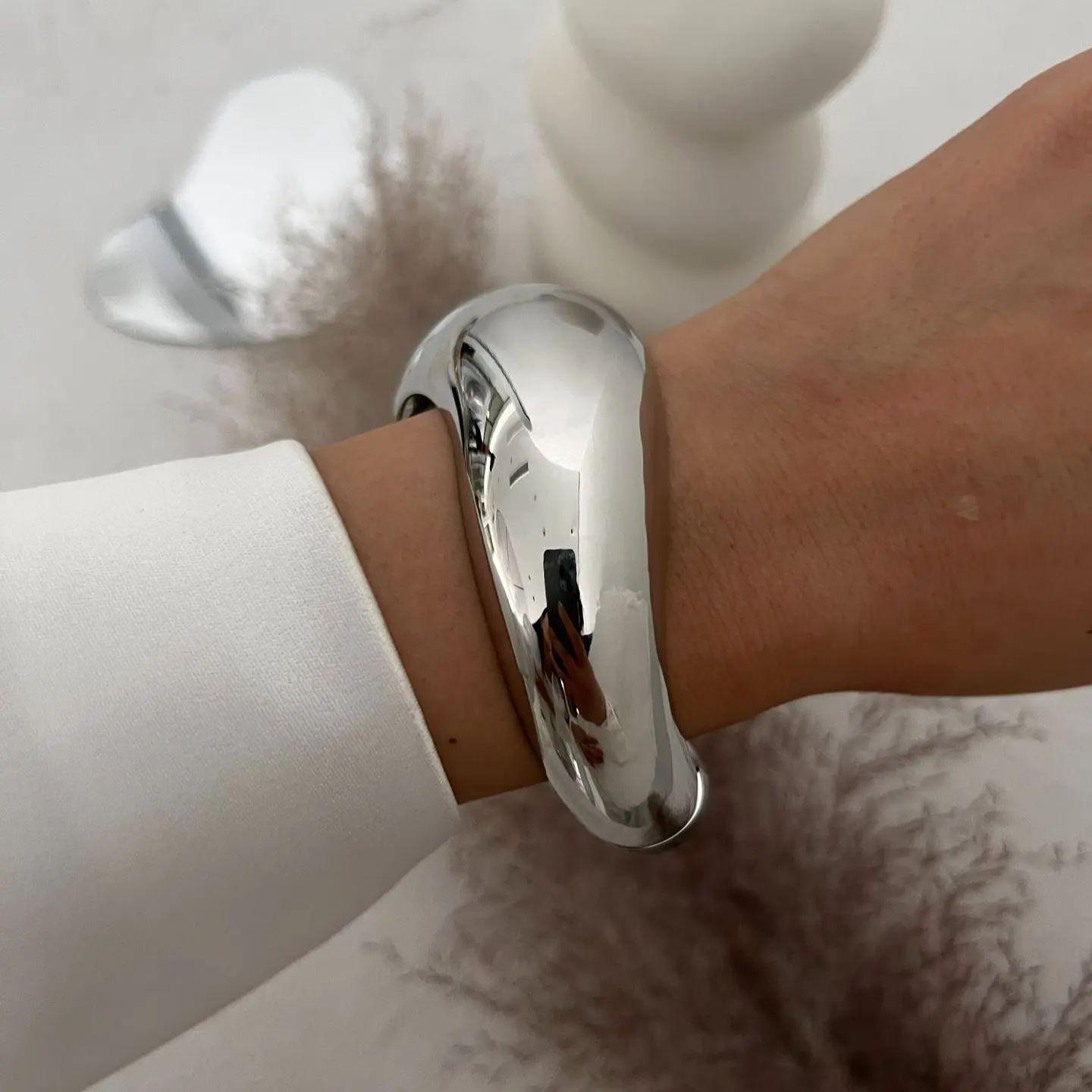 DIEZI Böhmische Gold Silber Farbe Metall Breite Manschette Armreifen Vintage Punk Hip Hop Feder Armbänder Für Frauen Männer Geschenk Schmuck gray