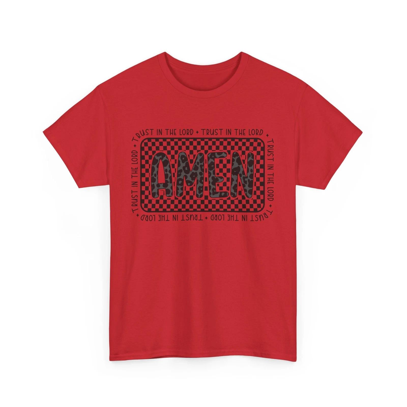 

Lord of Lords T-Shirt | Checkered Amen Tee | Religious Worship Shirt L