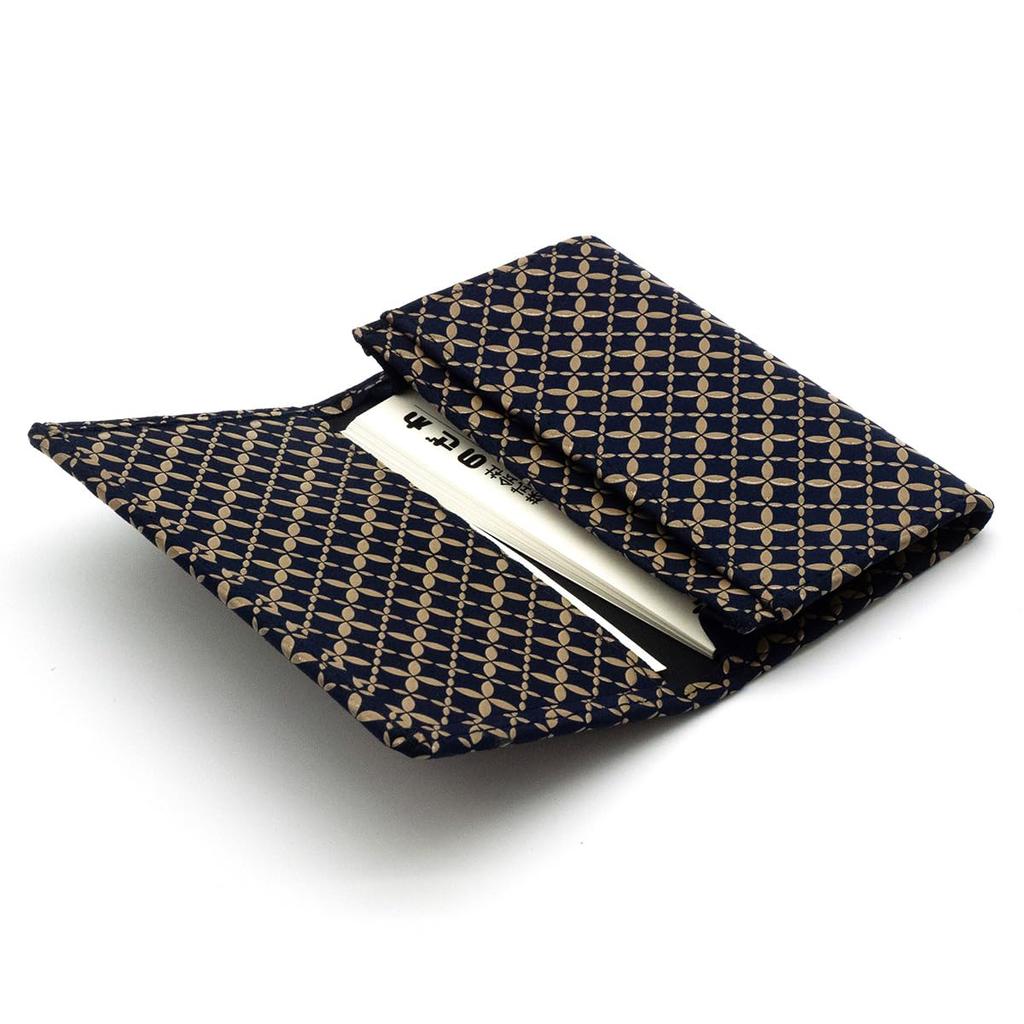 Inden Business Card 2501 Navy Blue with White Shippo [Inden-ya] Case, Deerskin, Lacquered, Craft, Gusseted, No. ([14-179] Lacquer, Pattern)