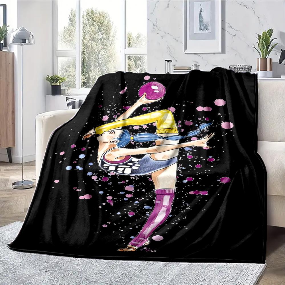 Gymnastics Theme Printed Blanket - Perfect for Couch, Bed, Travel & Outdoor Use | Machine Washable, Cozy & Durable.