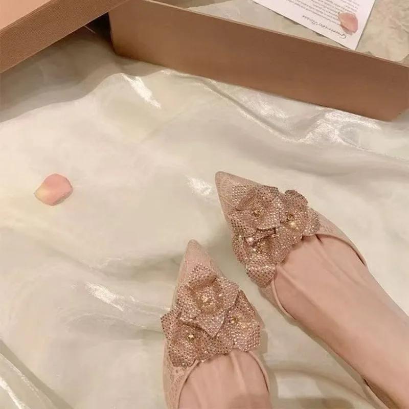 Fashion Womens Sandals with Flower Straight Buckle Strap Cose Toes Slim Heel Non Slip Versatile 2025 Summer Outdoor Mesh Fashion Sandals