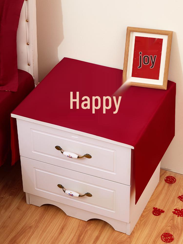 Auspicious Red Wedding Bedside Table Cover and Decor Mat