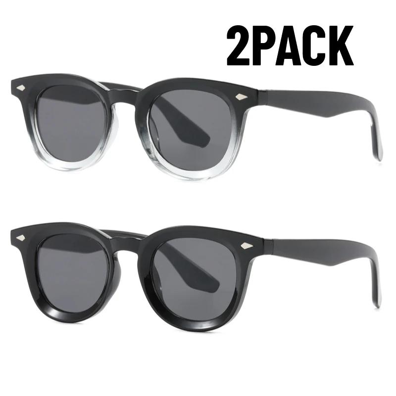 1/2PACK Luxury Designer Small Frame Sunglasses Women Men Vintage Punk Shade Rivet Concave Frame Eyeglasses