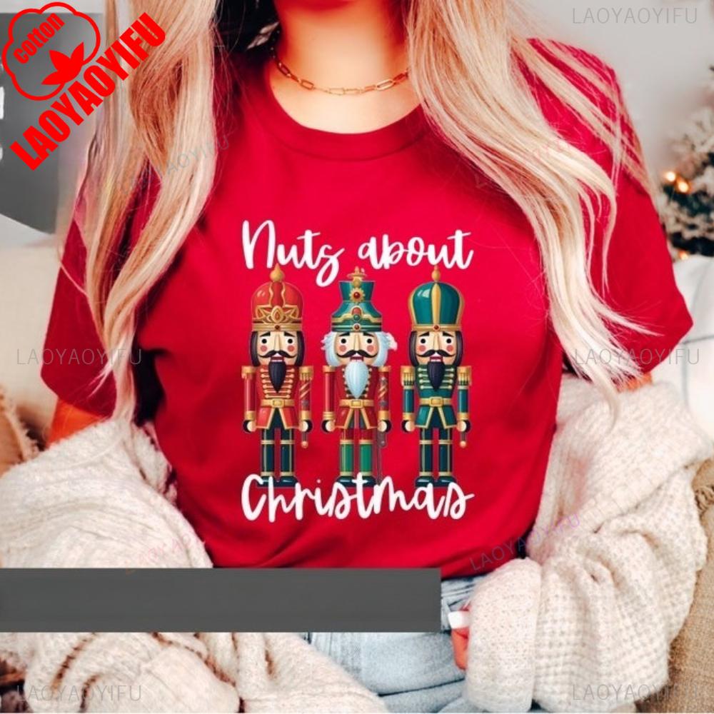 Nuts about Christmas TShirt Nutcracker TShirt Lets Get Crackin Funny Shirt Retro Christmas Nutcracker Tee Women Fashion Tops
