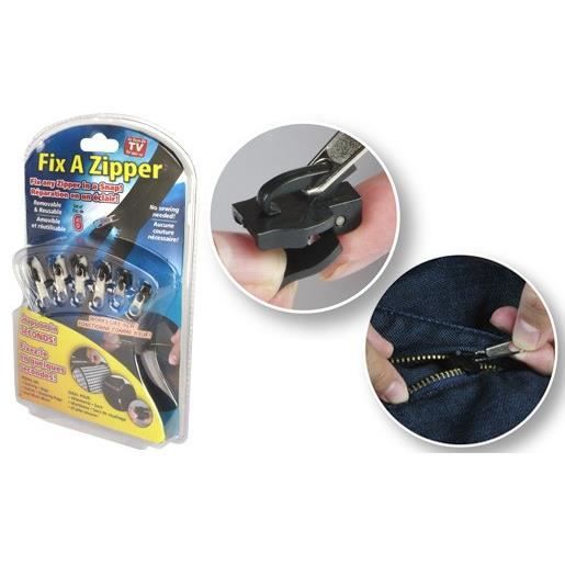 Zestaw naprawczy - Korekcja zamka błyskawicznego - 6 sztuk - Kolor czarny - Metaliczny - Naprawa zamka błyskawicznego