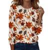 Women's Casual Long Sleeve Blouse with Leaves Print Round Neck Top for Everyday Wear