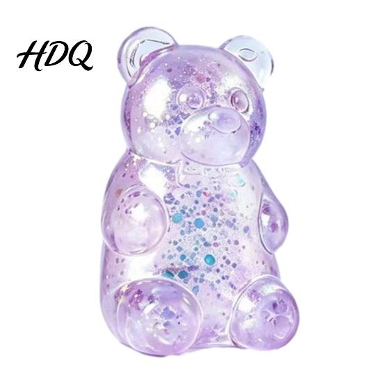 Stress Relief Gadget Mini Clear Bear Squeeze Toy, Sitting Sensory Desk Toy Soft Stretchy Sugar Ball Fidget Party Favors Kids