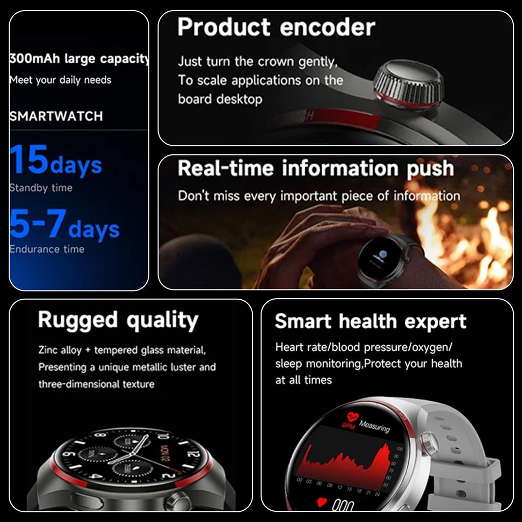 2025 New GT Series Smart Watch 4 Pro AMOLED HD Screen Bluetooth Call Heart Rate Waterproof SmartWatch For Huawei Watches Men Ms.