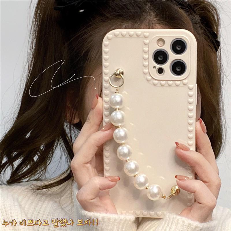 High-Grade Pearl DIY Phone Case with Elegant Bracelet & Metal Hook