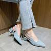 Fashion Sea Salt Blue Pointed High Heel Sandals for Women Back Hollow Half Headed Single Shoes Fashion Versatile Casual Shoes Heels