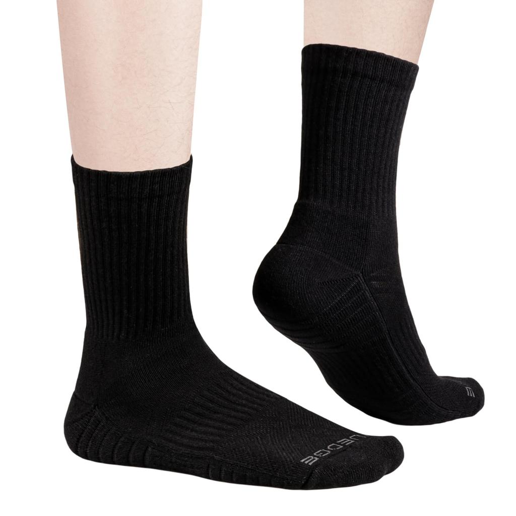 YUEDGE Athletic Black Casual Crew Length Socks for and Sizes Set Women's Socks, Cotton, Sweat-Absorbent, Deodorizing, Thick, Tennis, Training,
