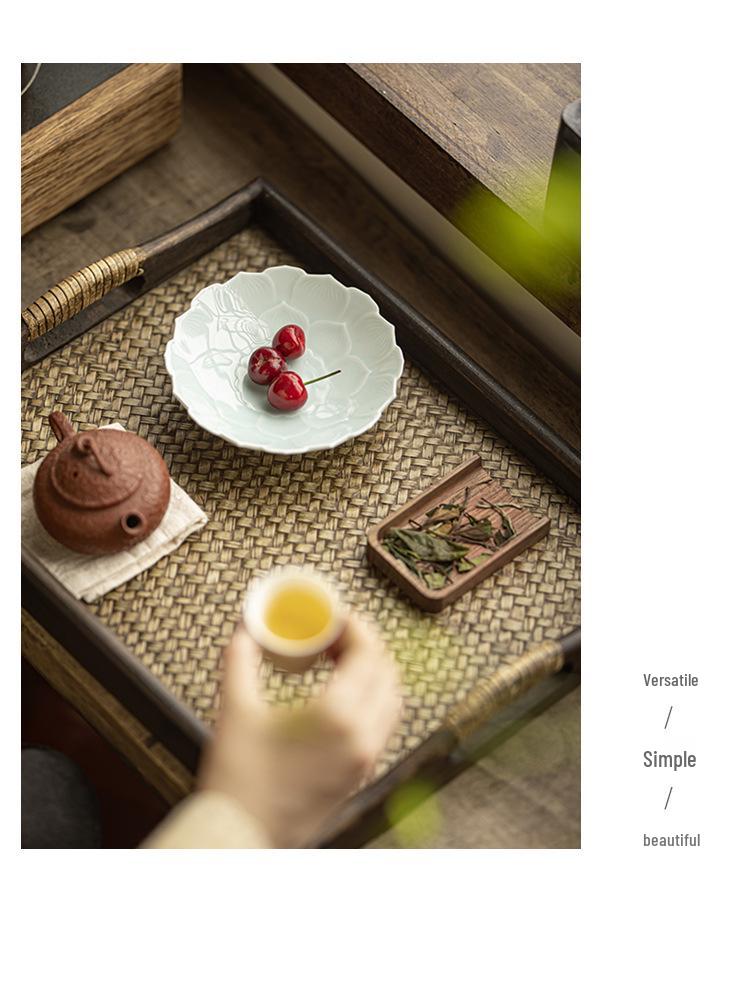 Ceramic High-Legged Tea & Pastry Plate - Exquisite Chinese Style for Engagements & Snacks