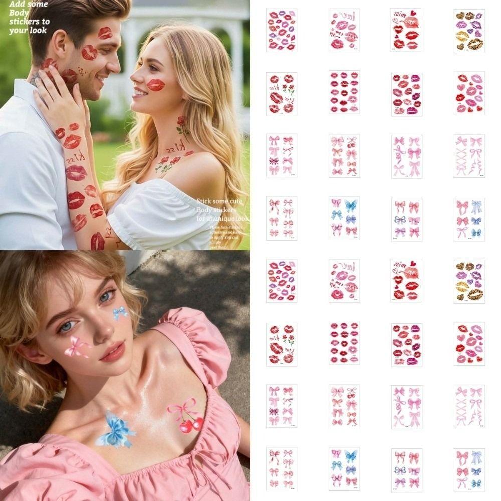 Leopard Print Valentine Day Kiss Lip Stickers Disposable Makeup Stickers Live House