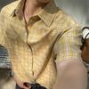 Summer Stylish Short Sleeve Shirt Men's Streetwear Vintage Button Up Turn Down Collar Shirts Trendy Men Plaid Printed