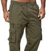 Men Pants Solid Color Multi Pockets Straight Mid Waist Cargo Pants for Daily Wear