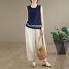 oversized cotton vintage embroidery Casual loose tank tops for Women summer vest t-shirt