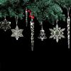 24 Pcs Festive Christmas Acrylic Snowflake Ice Column Decorative Hanging Ornaments for Home Party Decoration