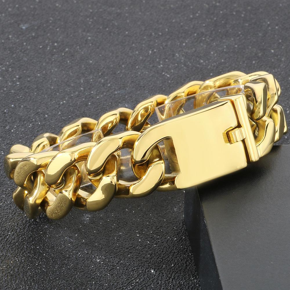 Hiphop Stainless Steel Bracelet Men's Accessories Christmas Gifts Jewelry Matte Brushed 20MM Width Curban Chain Man Bracelets