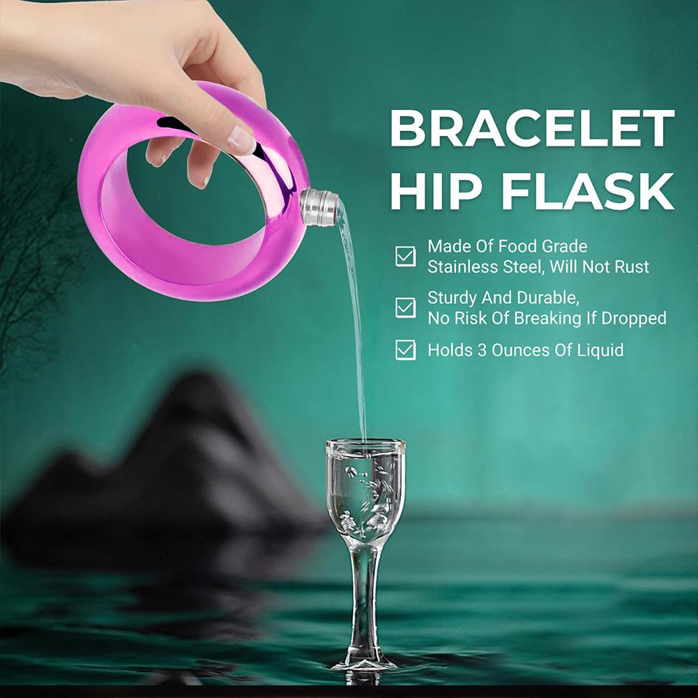 3.5oz Whiskey Bracelet Hip Flask Stainless Steel Alcohol Bottle Colorful Bangle Wine Bottle Funnel Camping Jug Drinkware Accesso