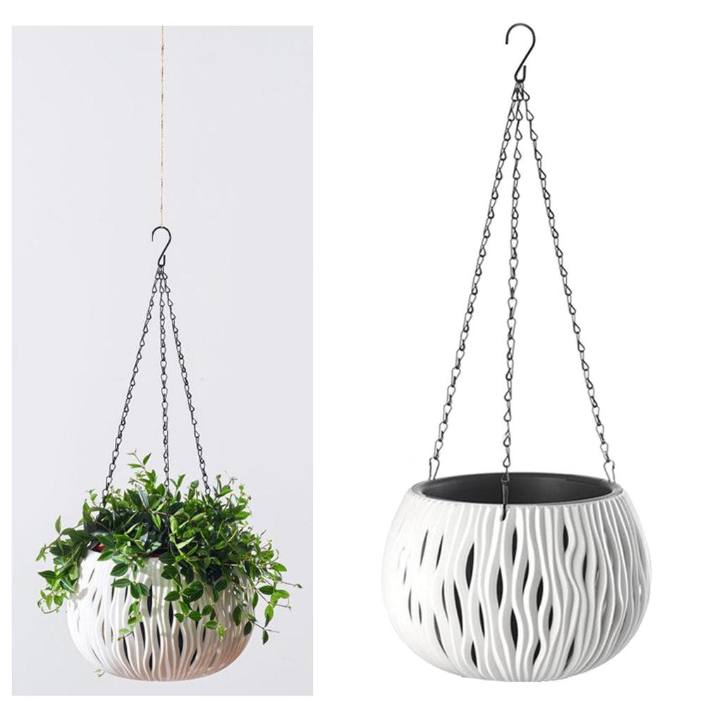 Plastic Hanging Basket Outdoor Hanging Pot with Drainer Chain Home Decor