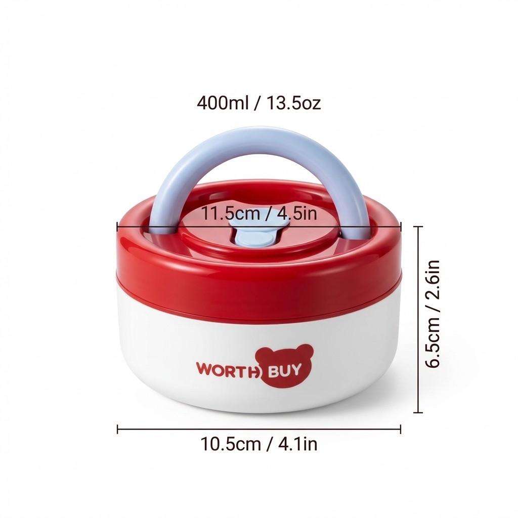 

304 Stainless Steel Insulated Bento Lunch Box For Kids Students Microwave Safe Round Sealed Thermal Food Container With Handle