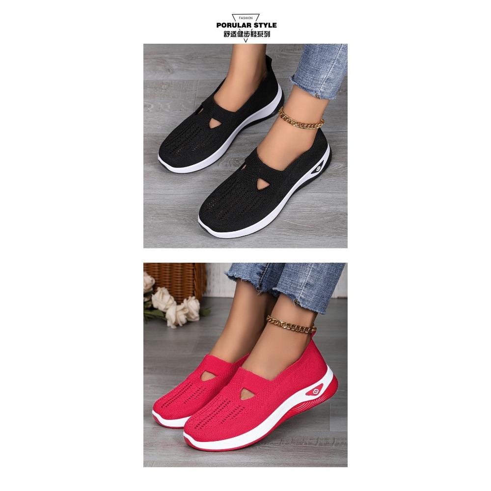 Women's Oversized Casual Shoes, Fly Woven Breathable Shoes, Women's Lightweight and Comfortable Mesh Shoes, Soft Soled Shallow Single Shoes