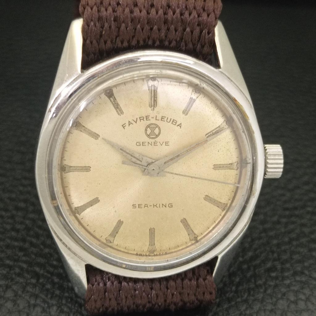 VINTAGE FAVRE LEUBA SEA KING 111 HAND-WINDING SWISS MENS WATCH a703747-1