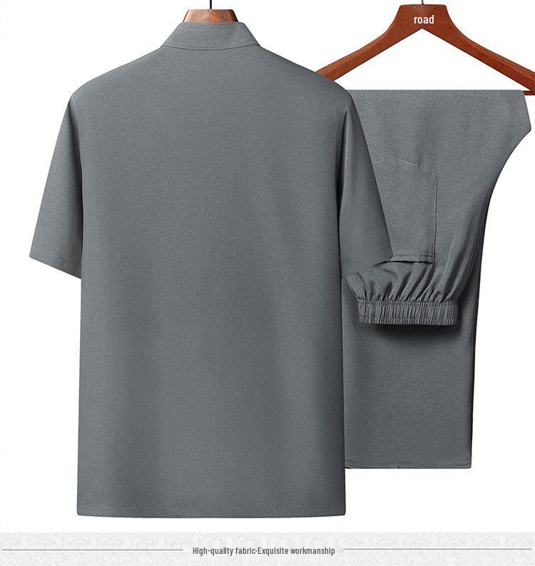 Men's Chinese Style Tang Suit Set – Summer Short Sleeve for Middle-Aged & Elderly