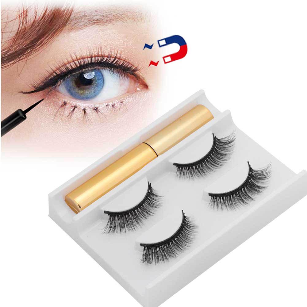 2 Pairs of 5 Magnet False Eyelash Set Magnetic Liquid Eyeliner Waterproof Lasting Eyelash