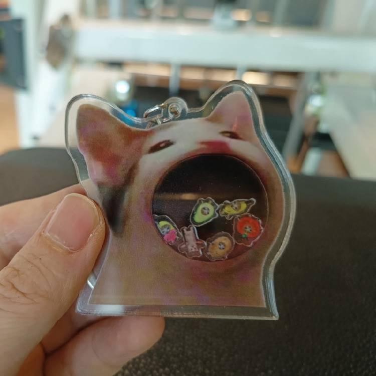 Fashion Greedy Cat Shaker Pendant Keychain Simple Purse Bag Pendant Car Keyring