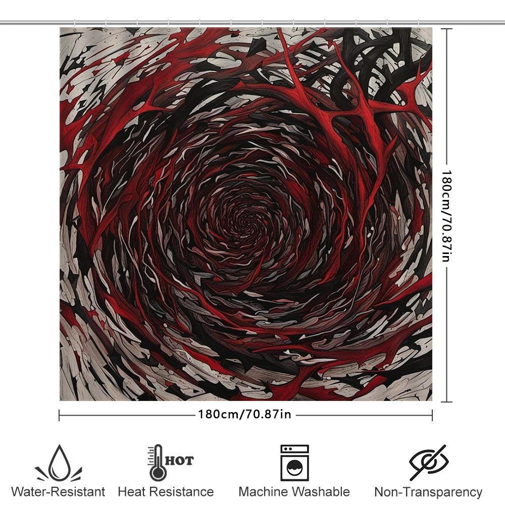Rideau de douche abstrait rouge et noir pour salle de bain, décoratif moderne en tissu polyester avec œillets pour suspendre les serviettes de bain dans la baignoire Sont