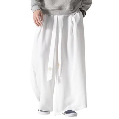 Wide Hakama Goose Loose with Floral Japanese Style Big Large All Loose Fitting [YIMANIE] Pants, Pants, Men's Pants, Fitting, Belt, Pattern, Plain,